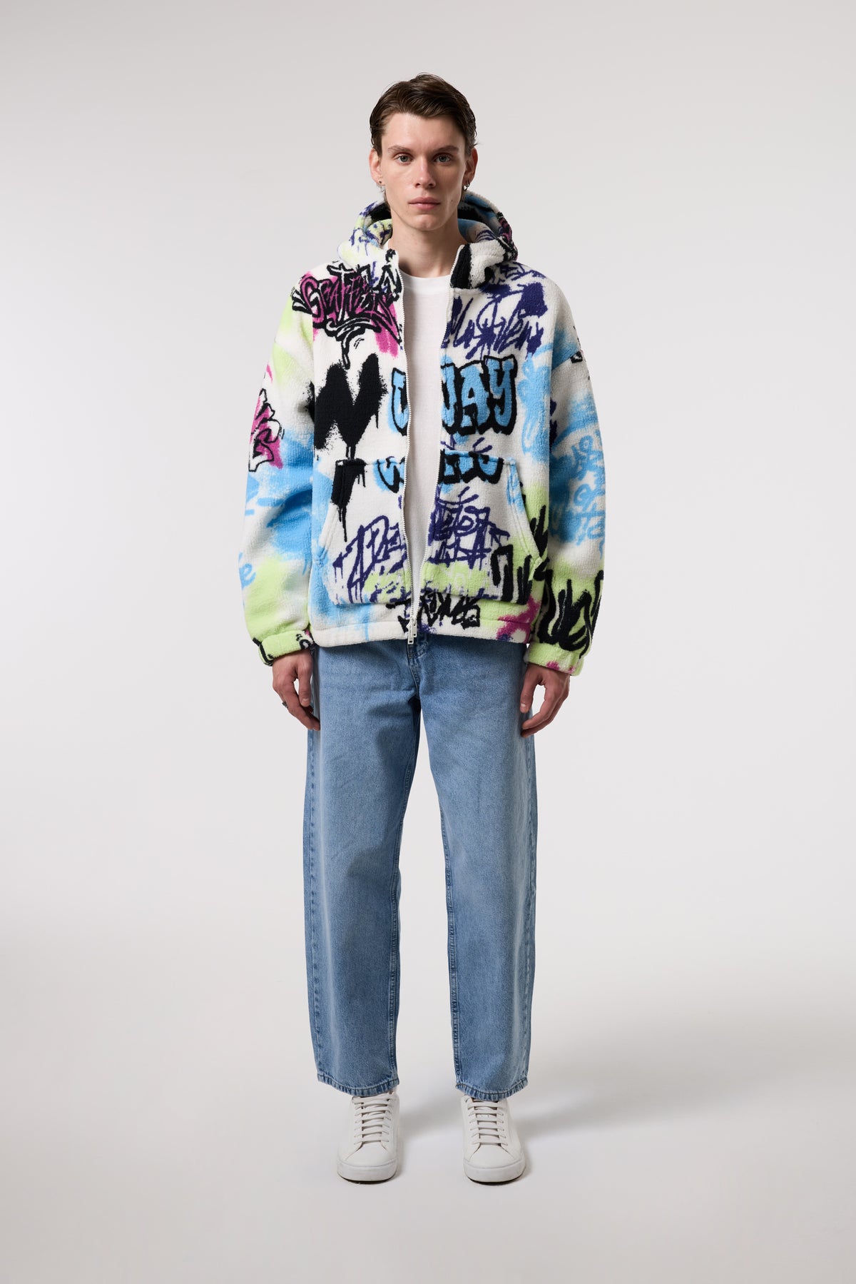OVERSIZE SHERPA KUMAŞ KAPUŞONLU MONT - MULTICOLOR