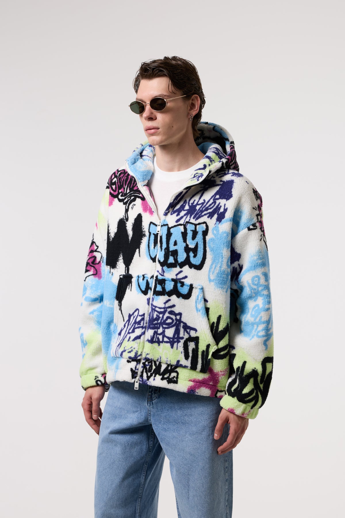 OVERSIZE SHERPA KUMAŞ KAPUŞONLU MONT - MULTICOLOR