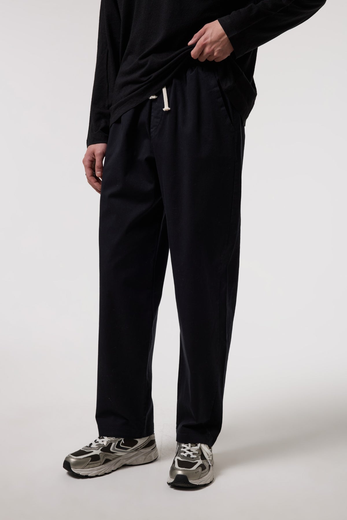 Beli Bağlamalı Gabardin Baggy Pantolon