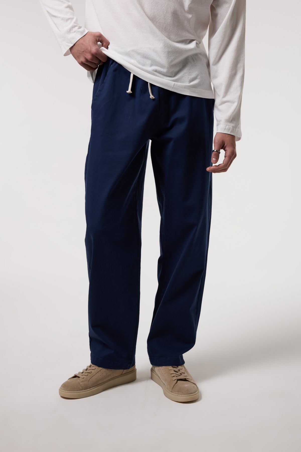 Beli Bağlamalı Gabardin Baggy Pantolon