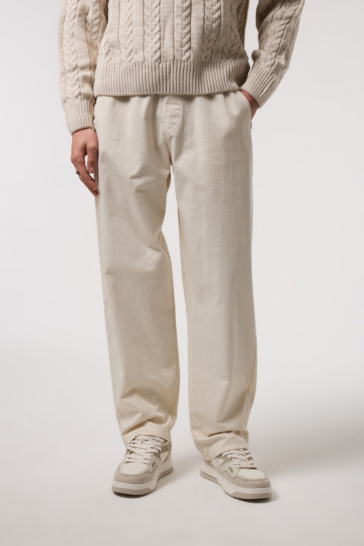 Beli Bağlamalı Gabardin Baggy Pantolon