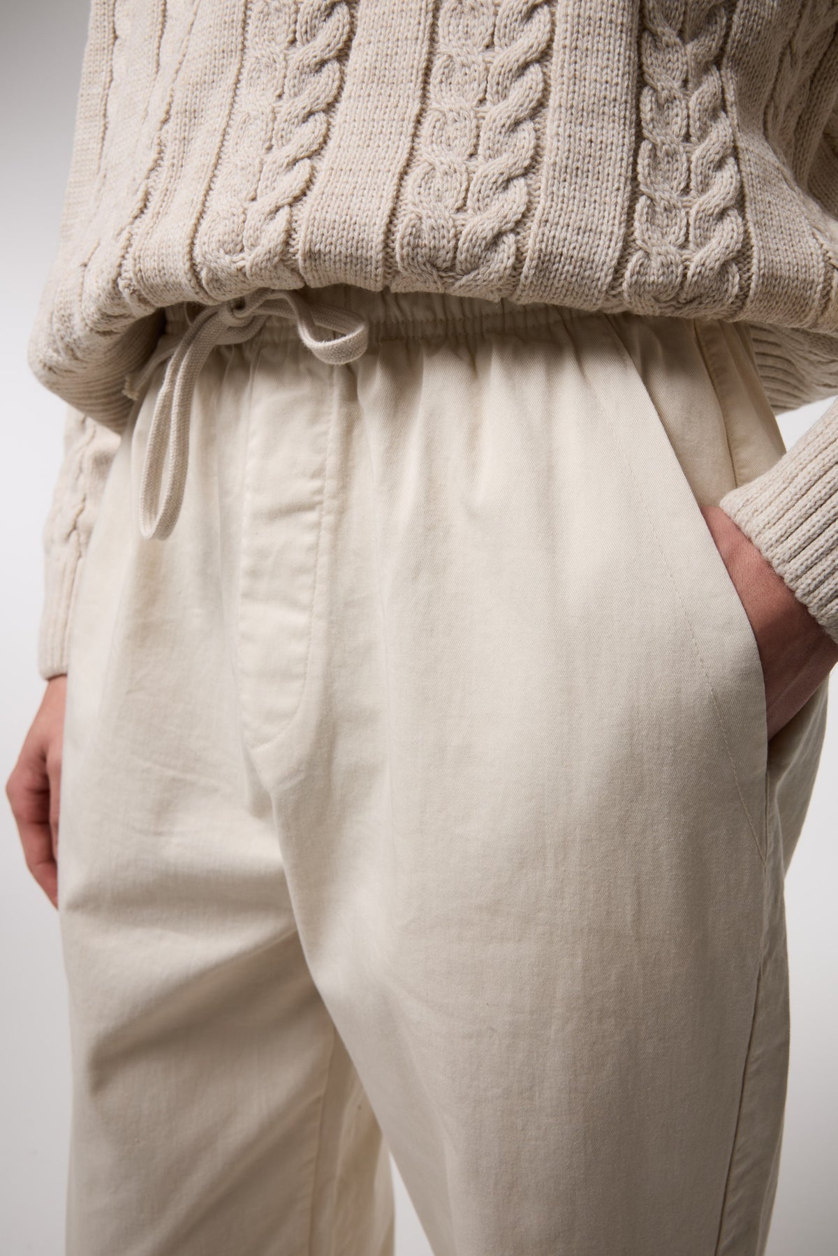 Beli Bağlamalı Gabardin Baggy Pantolon