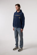 OVERSIZE YIKAMALI NAKIŞLI HOODIE - LACİVERT