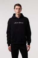 OVERSIZE Etnik İllüstrasyonlu HOODIE - SİYAH