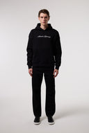 OVERSIZE Etnik İllüstrasyonlu HOODIE - SİYAH