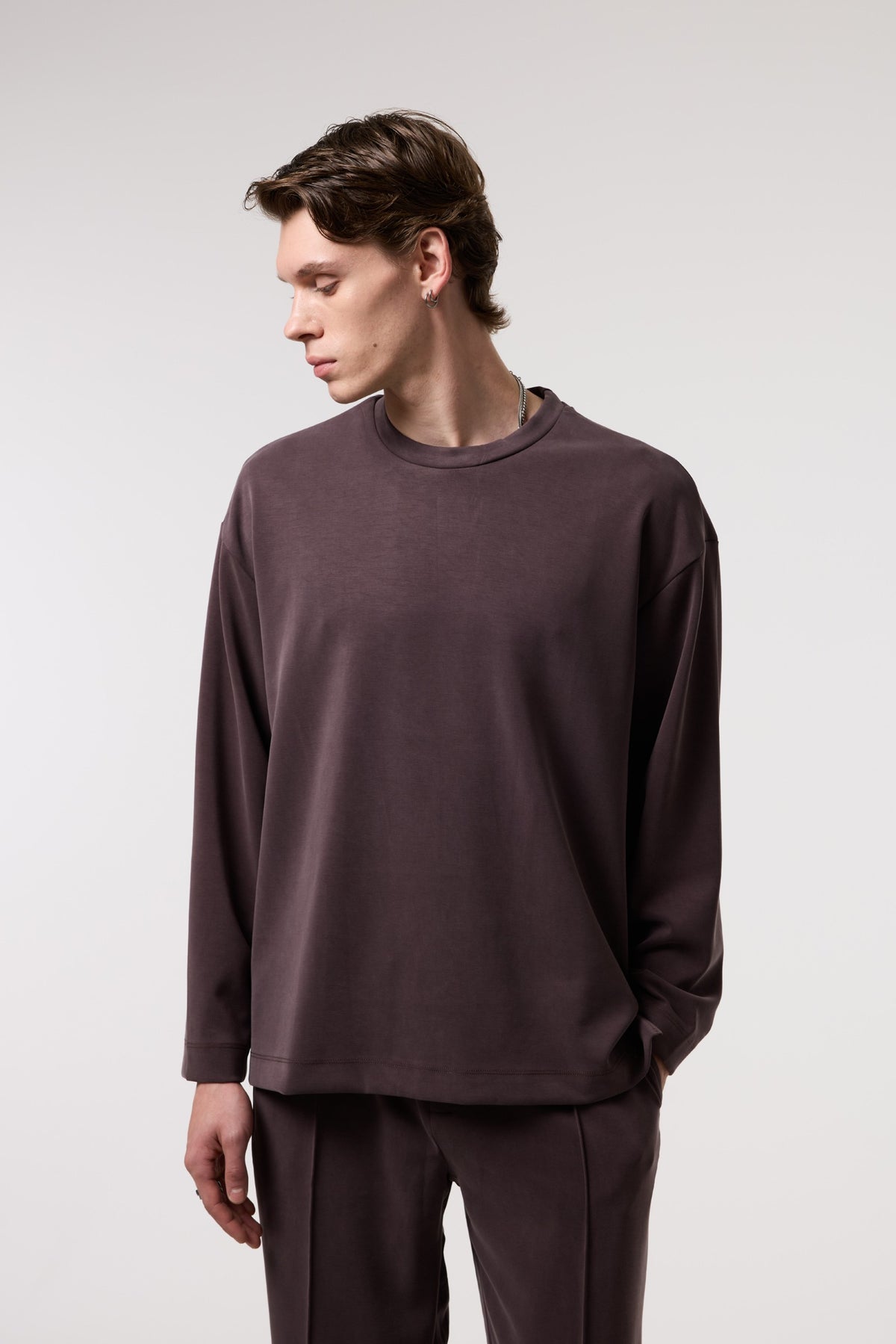 Dökümlü Relax Fıt Modal Sweatshırt