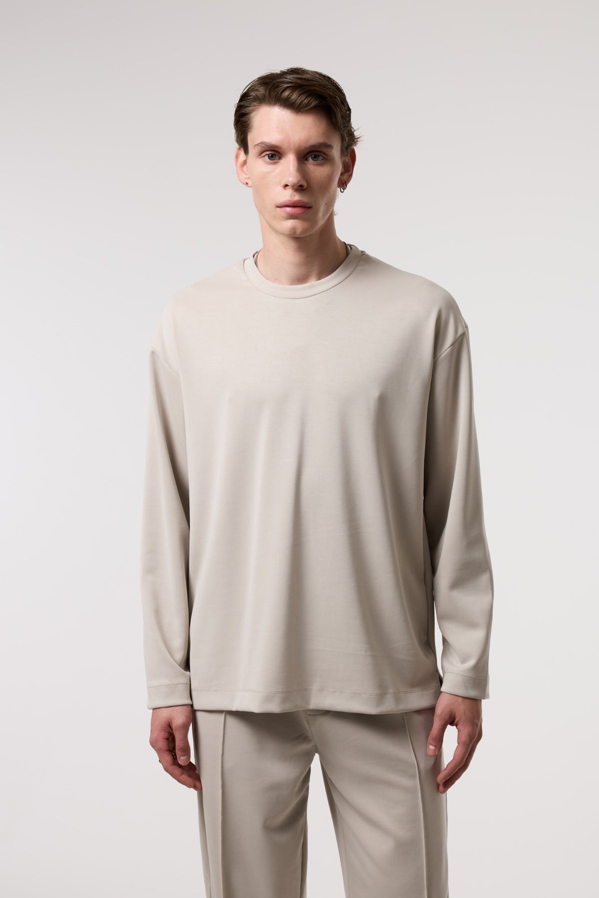 Dökümlü Relax Fıt Modal Sweatshırt