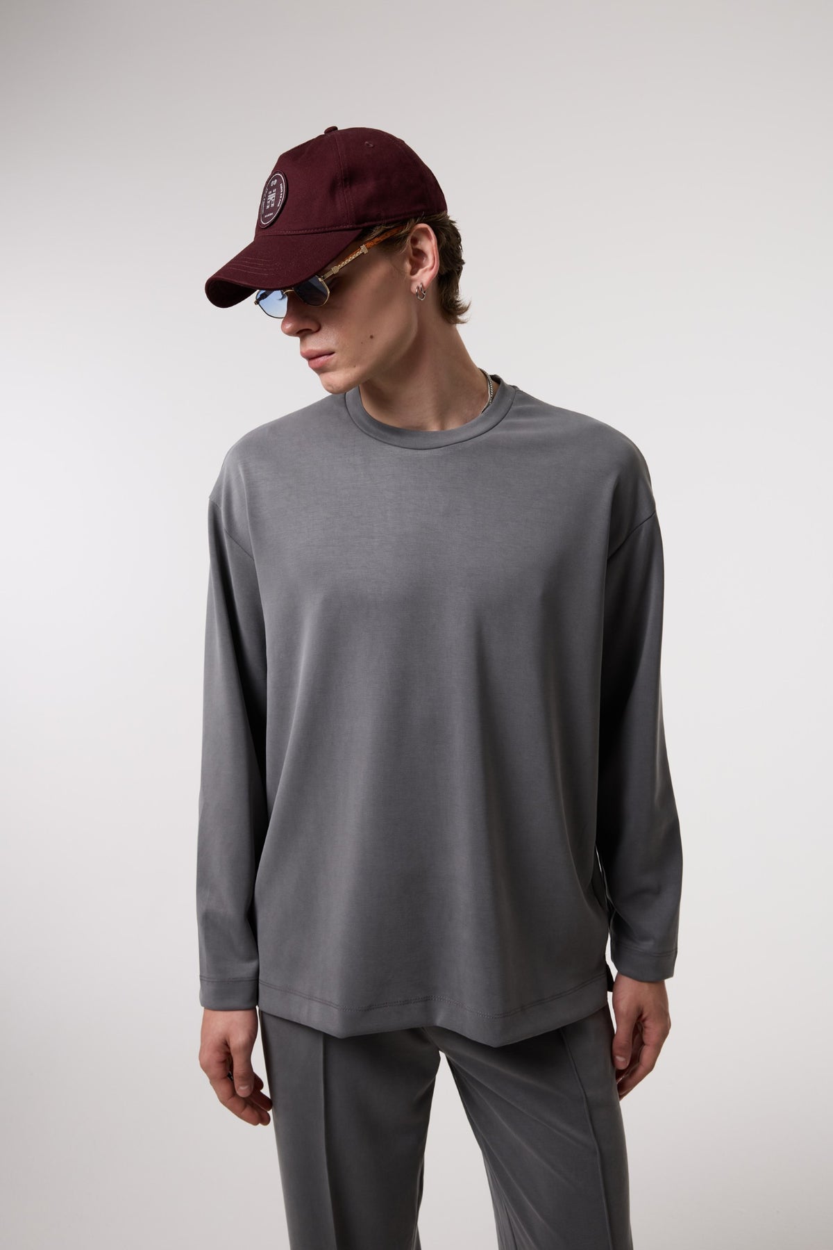 Dökümlü Relax Fıt Modal Sweatshırt