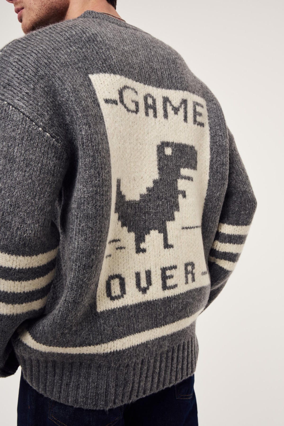 Game Over Baskılı Oversıze Kazak