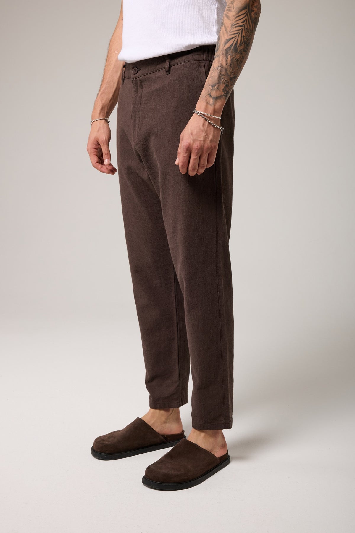 Keten Dokulu Regular Pantolon