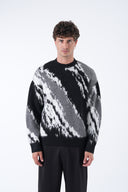 Abstract Desen Tüylü Oversize Kazak