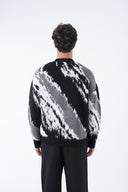 Abstract Desen Tüylü Oversize Kazak