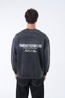 Yıkamalı Oversize Yazı Baskı Sweatshirt