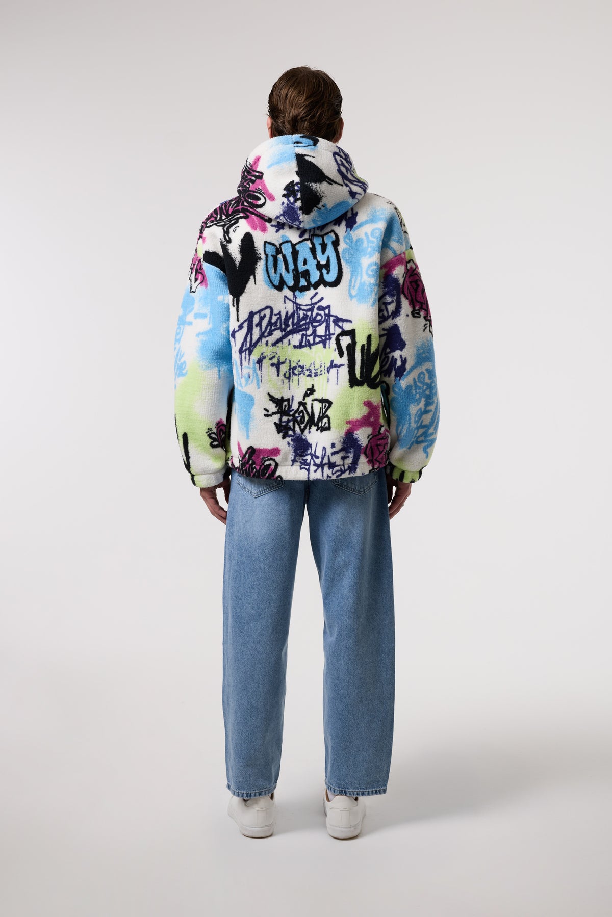 OVERSIZE SHERPA KUMAŞ KAPUŞONLU MONT - MULTICOLOR