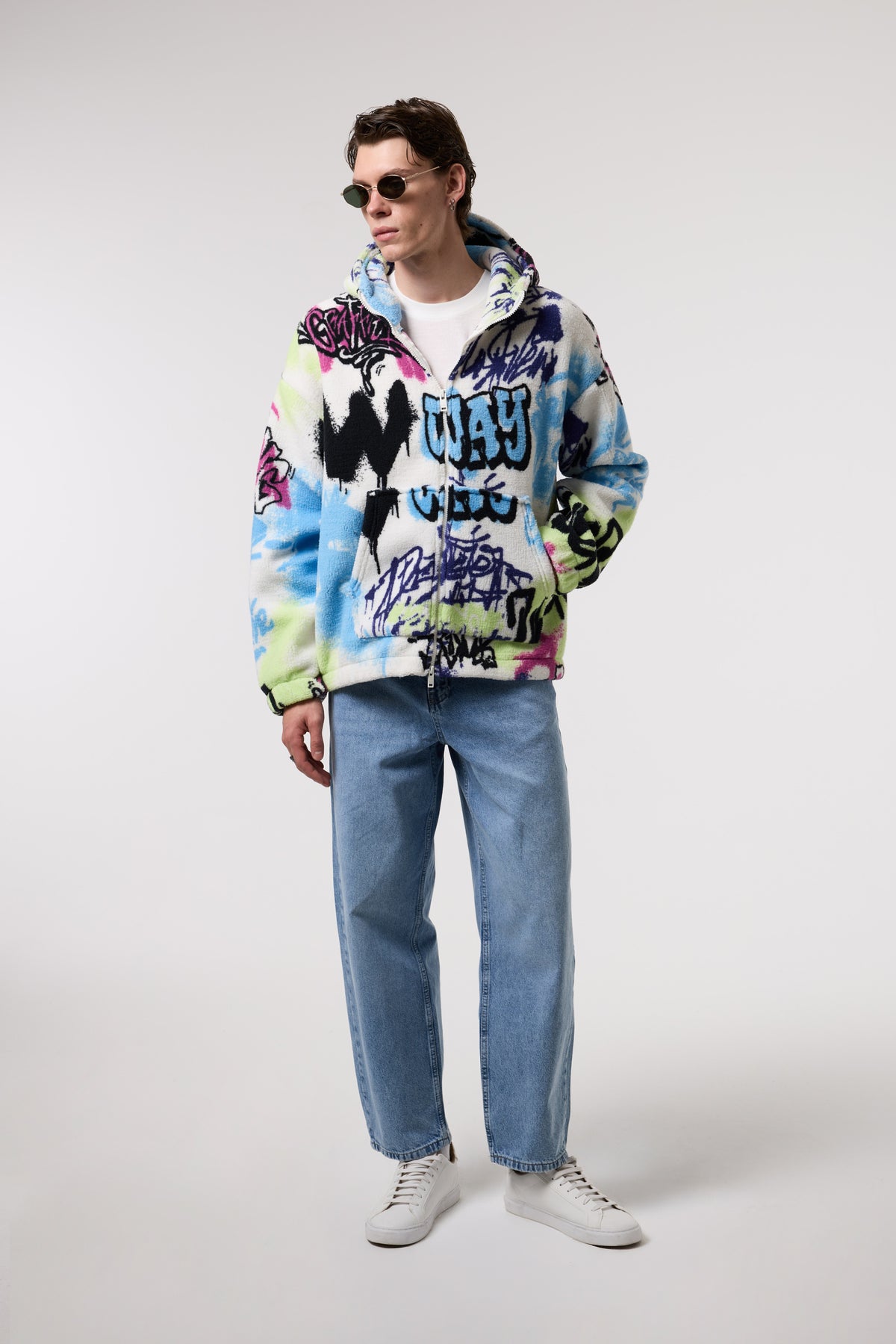 OVERSIZE SHERPA KUMAŞ KAPUŞONLU MONT - MULTICOLOR