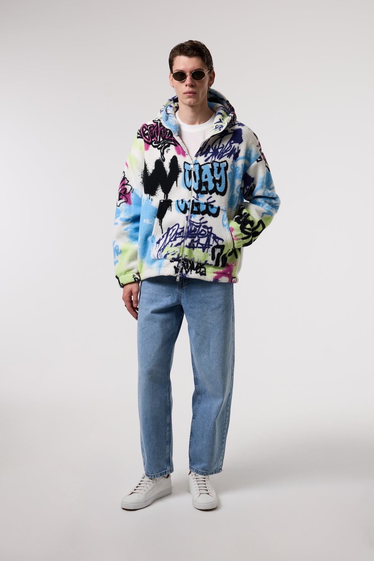 OVERSIZE SHERPA KUMAŞ KAPUŞONLU MONT - MULTICOLOR