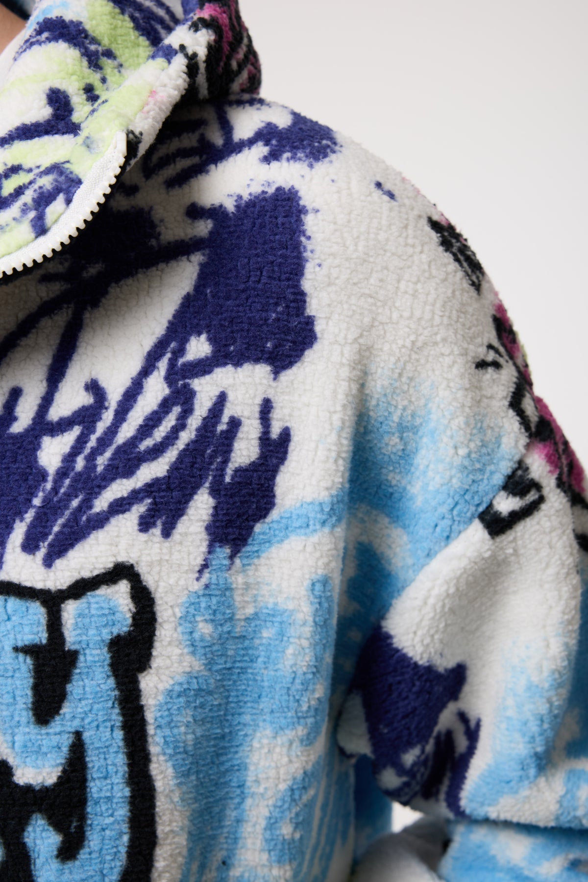 OVERSIZE SHERPA KUMAŞ KAPUŞONLU MONT - MULTICOLOR