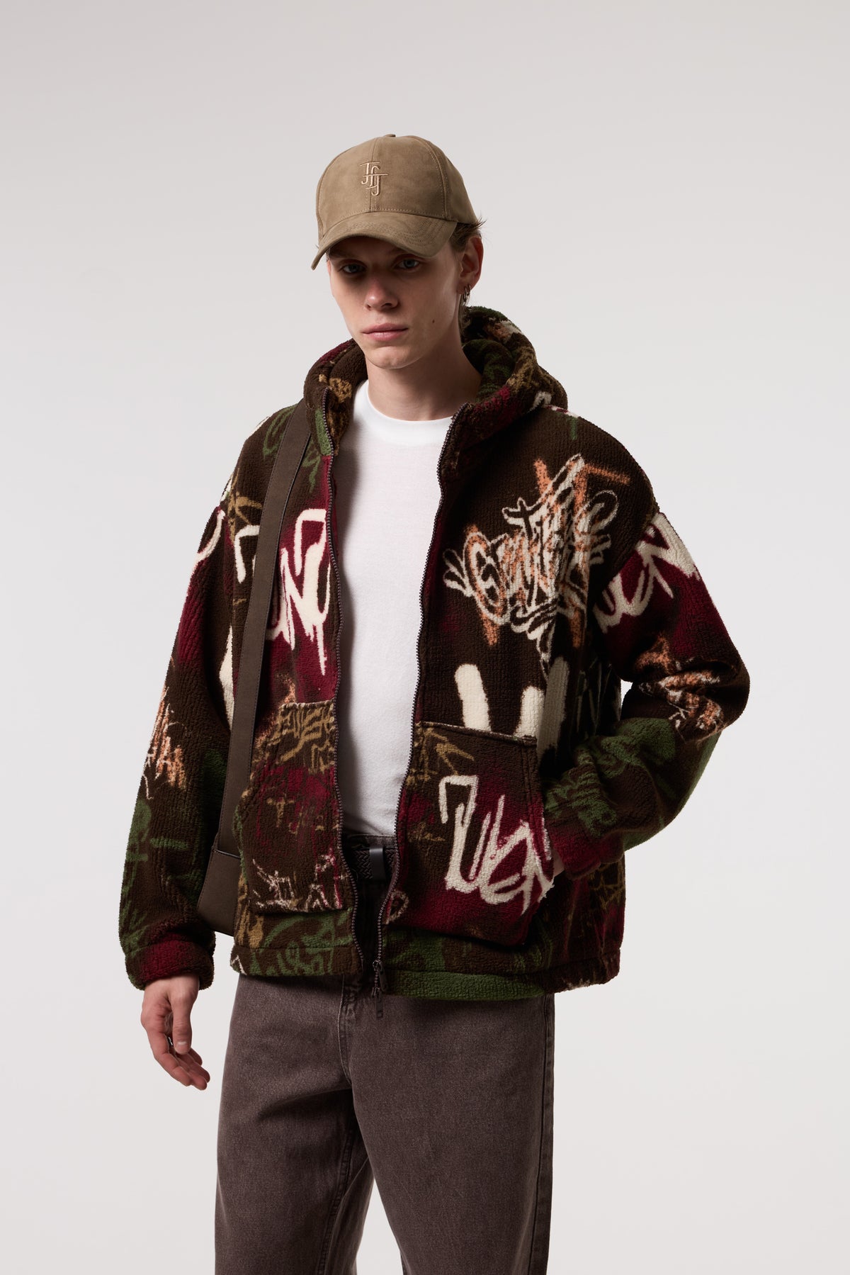 OVERSIZE SHERPA KUMAŞ KAPUŞONLU CEKET - MULTICOLOR
