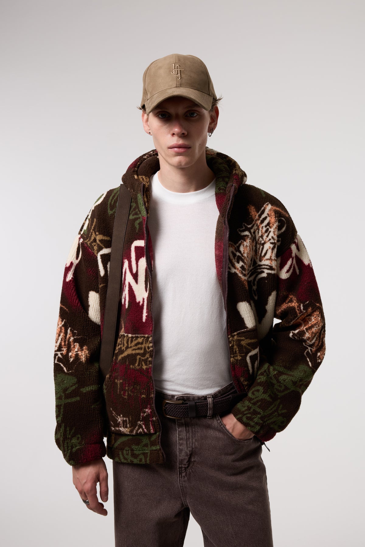 OVERSIZE SHERPA KUMAŞ KAPUŞONLU CEKET - MULTICOLOR