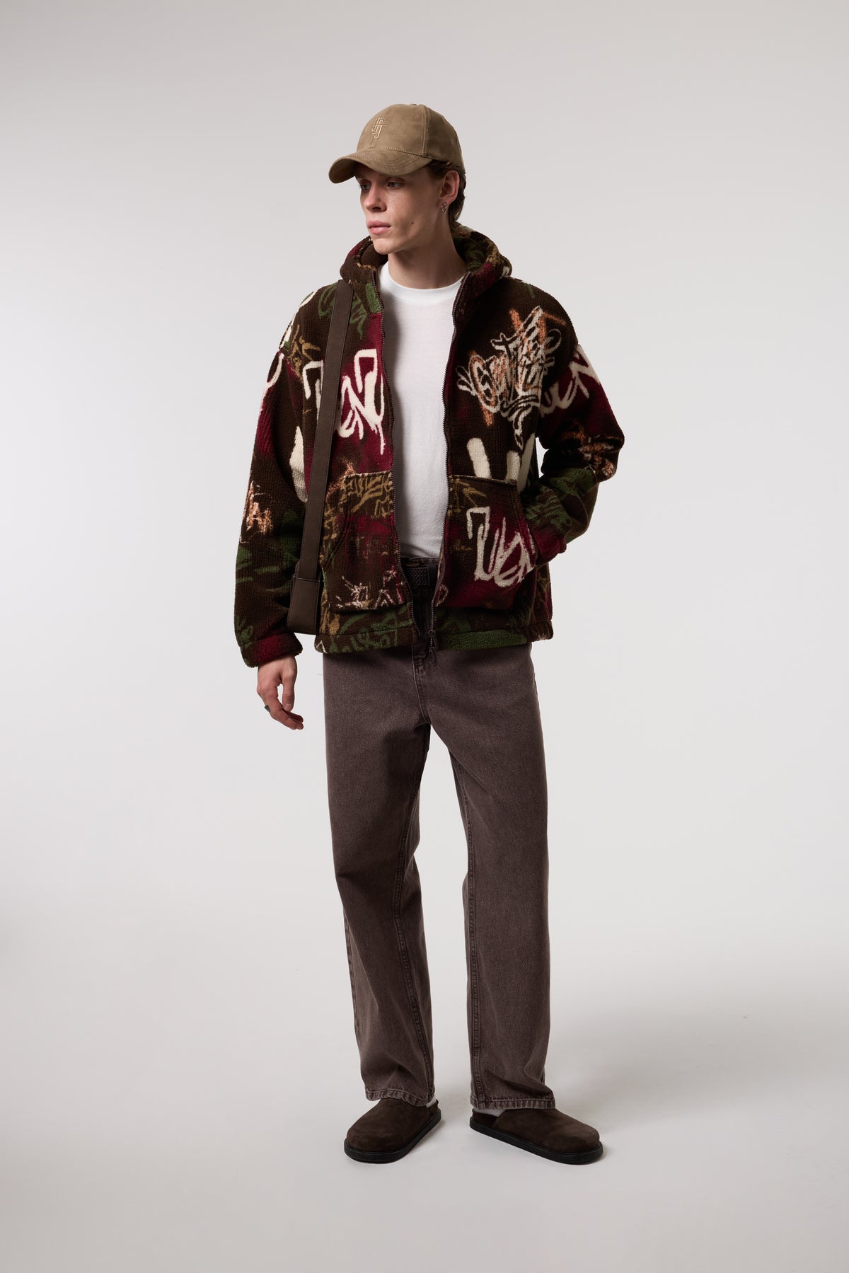 OVERSIZE SHERPA KUMAŞ KAPUŞONLU CEKET - MULTICOLOR