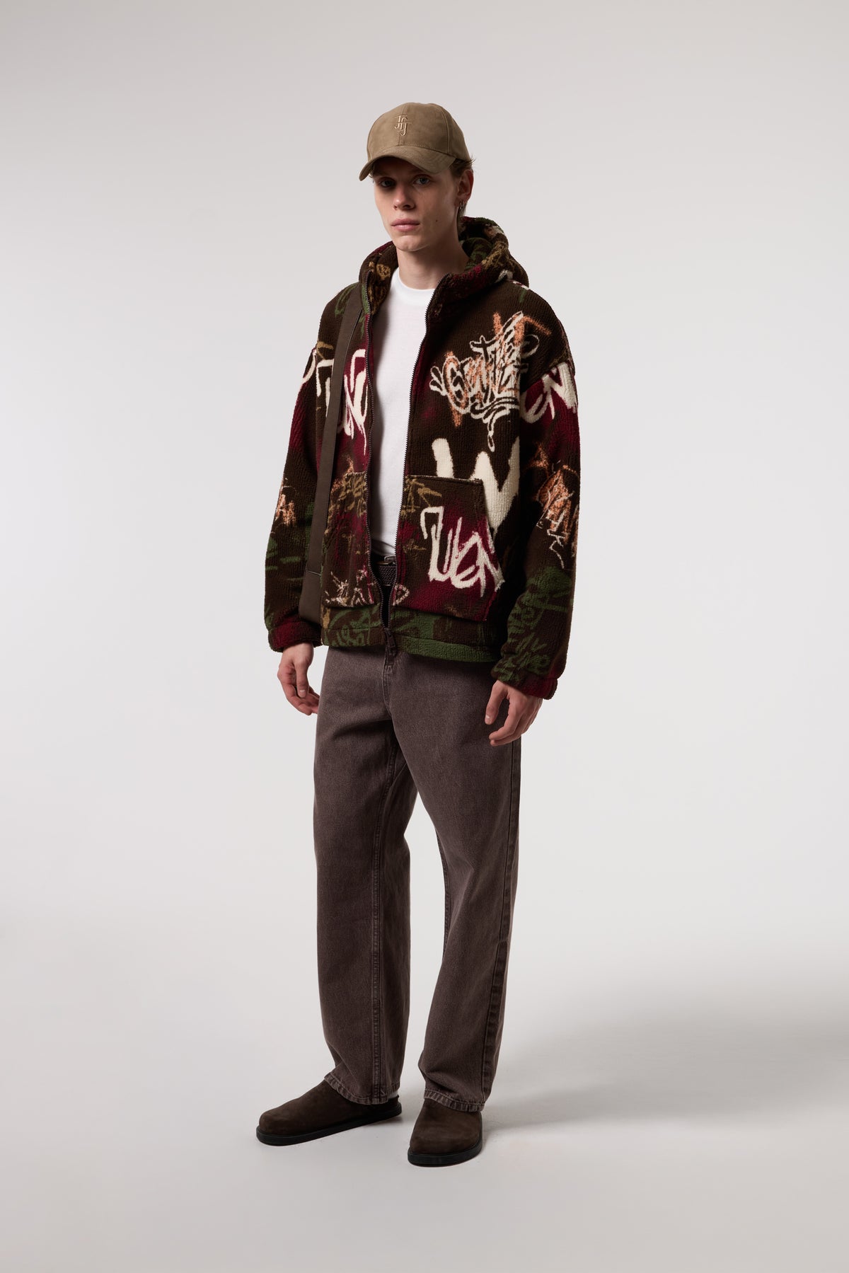 OVERSIZE SHERPA KUMAŞ KAPUŞONLU CEKET - MULTICOLOR
