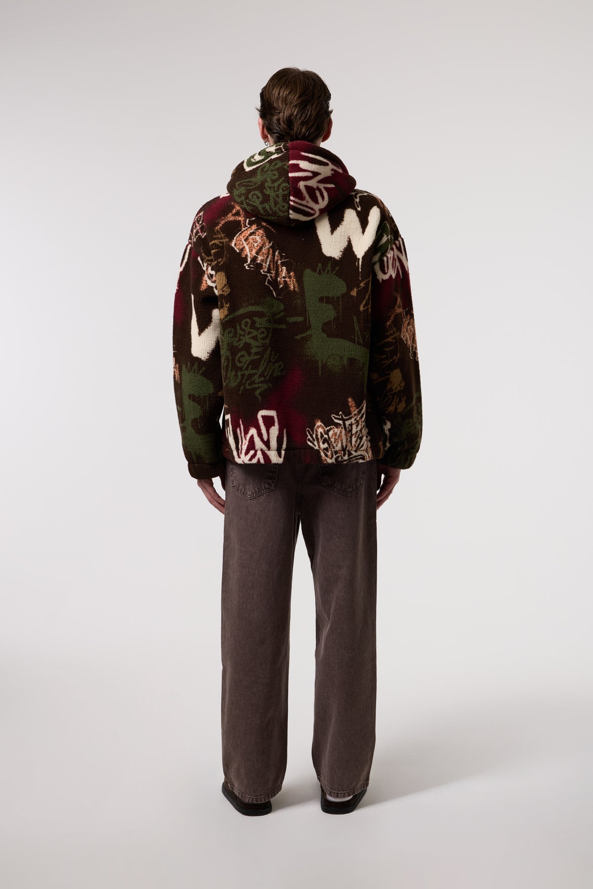 OVERSIZE SHERPA KUMAŞ KAPUŞONLU CEKET - MULTICOLOR