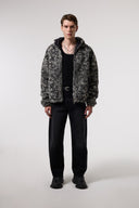 Dokulu Sherpa Kumaş Oversize Kapüşonlu Mont