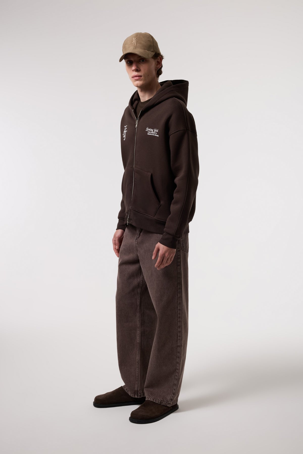 Nakış Detaylı Fermuarlı Oversize Hoodıe