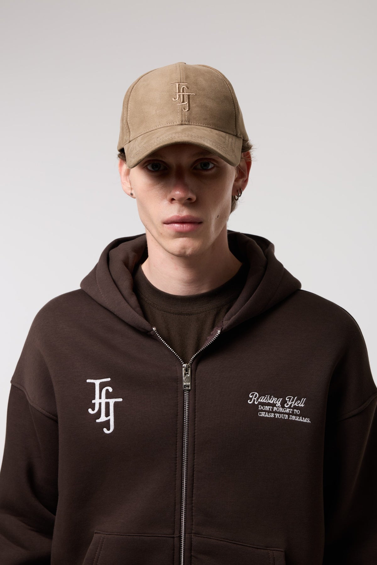 Nakış Detaylı Fermuarlı Oversize Hoodıe