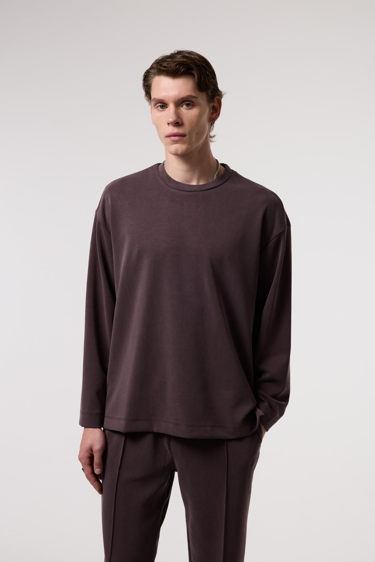 Dökümlü Relax Fıt Modal Sweatshırt