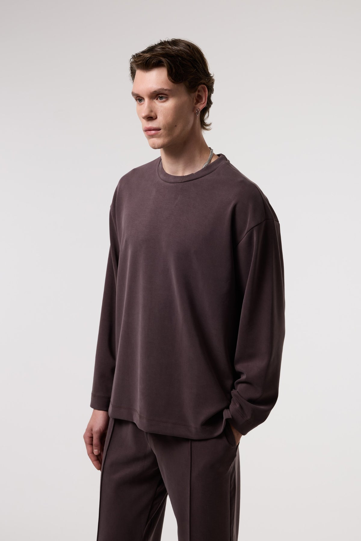Dökümlü Relax Fıt Modal Sweatshırt