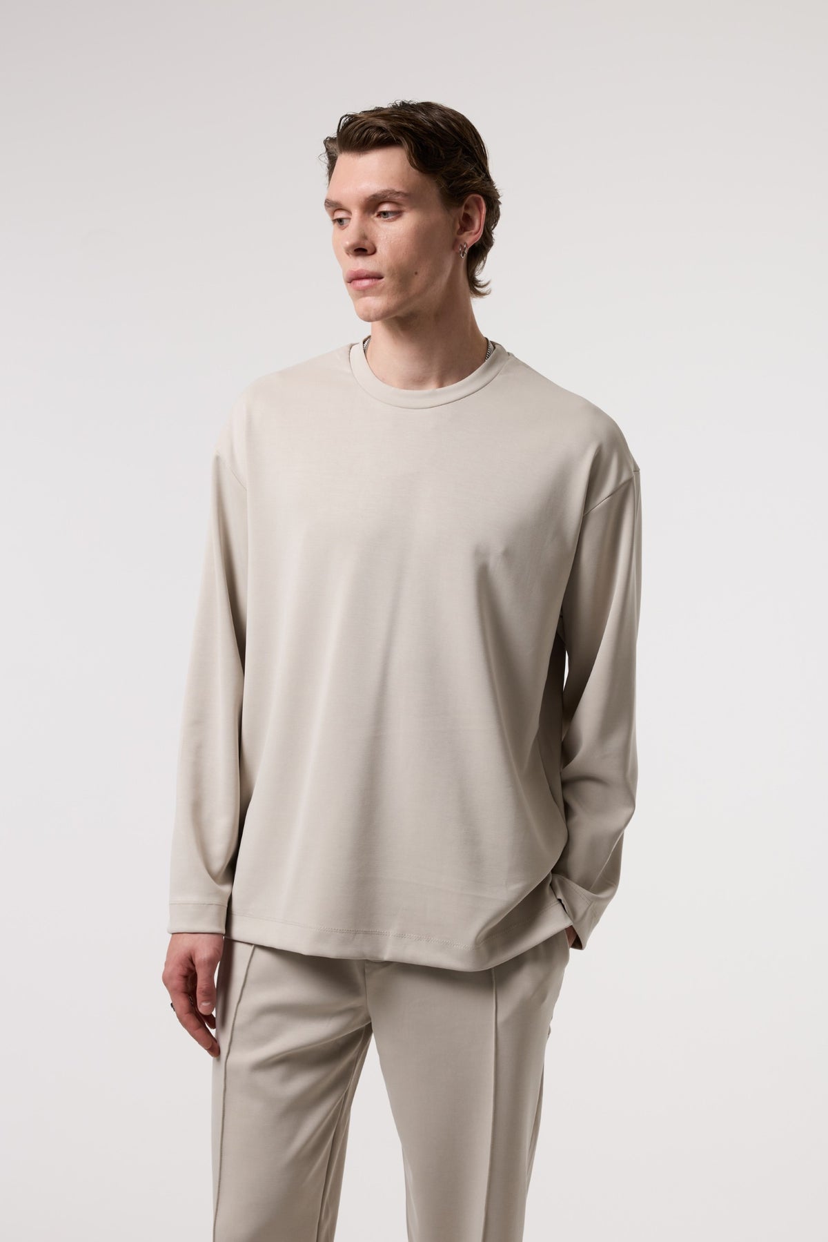 Dökümlü Relax Fıt Modal Sweatshırt