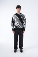 Abstract Desen Tüylü Oversize Kazak