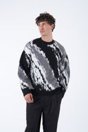 Abstract Desen Tüylü Oversize Kazak