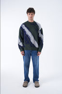 Abstract Desen Tüylü Oversize Kazak