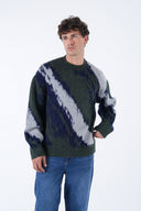 Abstract Desen Tüylü Oversize Kazak