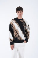 Abstract Desen Tüylü Oversize Kazak