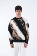 Abstract Desen Tüylü Oversize Kazak