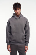 Basic Kanguru Cep Kapüşonlu Sweatshirt