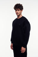 Basic Nakışlı Bisiklet Yaka Sweatshirt