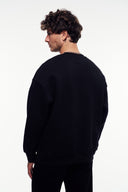 Basic Nakışlı Bisiklet Yaka Sweatshirt