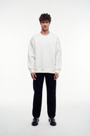 Basic Nakışlı Bisiklet Yaka Sweatshirt