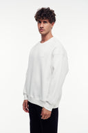 Basic Nakışlı Bisiklet Yaka Sweatshirt