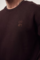 Basic Nakışlı Bisiklet Yaka Sweatshirt