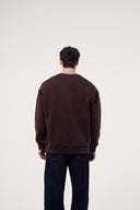 Basic Nakışlı Bisiklet Yaka Sweatshirt