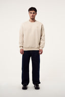 Basic Nakışlı Bisiklet Yaka Sweatshirt