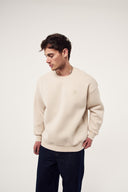 Basic Nakışlı Bisiklet Yaka Sweatshirt