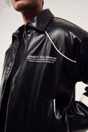 Baskılı Biyeli Deri Ceket