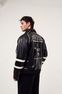 Baskılı Biyeli Deri Ceket