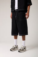Dikişli Denim Baggy Şort